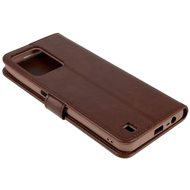 LC.IMEEKE For Realme C31 4G PU Leather Flip Folio Case Stand Shockproof TPU Inner Shell Wallet Phone Cover - Brown