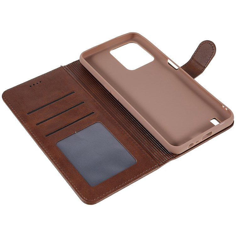 LC.IMEEKE For Realme C31 4G PU Leather Flip Folio Case Stand Shockproof TPU Inner Shell Wallet Phone Cover - Brown
