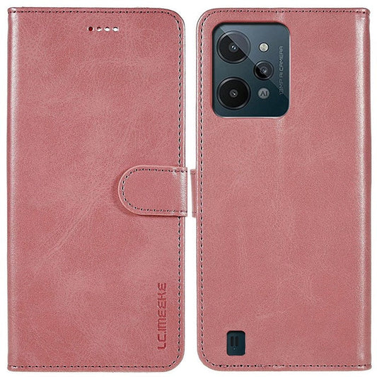 LC.IMEEKE For Realme C31 4G PU Leather Flip Folio Case Stand Shockproof TPU Inner Shell Wallet Phone Cover - Pink