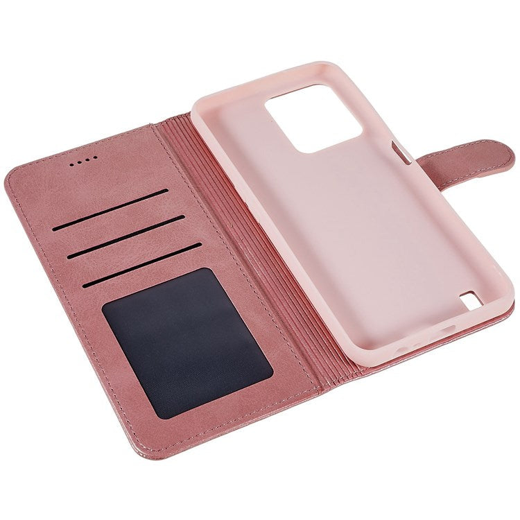LC.IMEEKE For Realme C31 4G PU Leather Flip Folio Case Stand Shockproof TPU Inner Shell Wallet Phone Cover - Pink