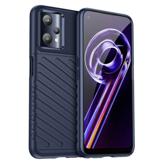 For Realme Q5 Thunder Series Twill Texture Anti-drop Phone Case Thickened TPU Protection Cover - Blue