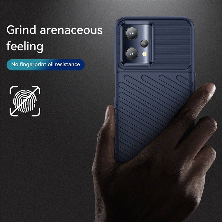 For Realme Q5 Thunder Series Twill Texture Anti-drop Phone Case Thickened TPU Protection Cover - Blue
