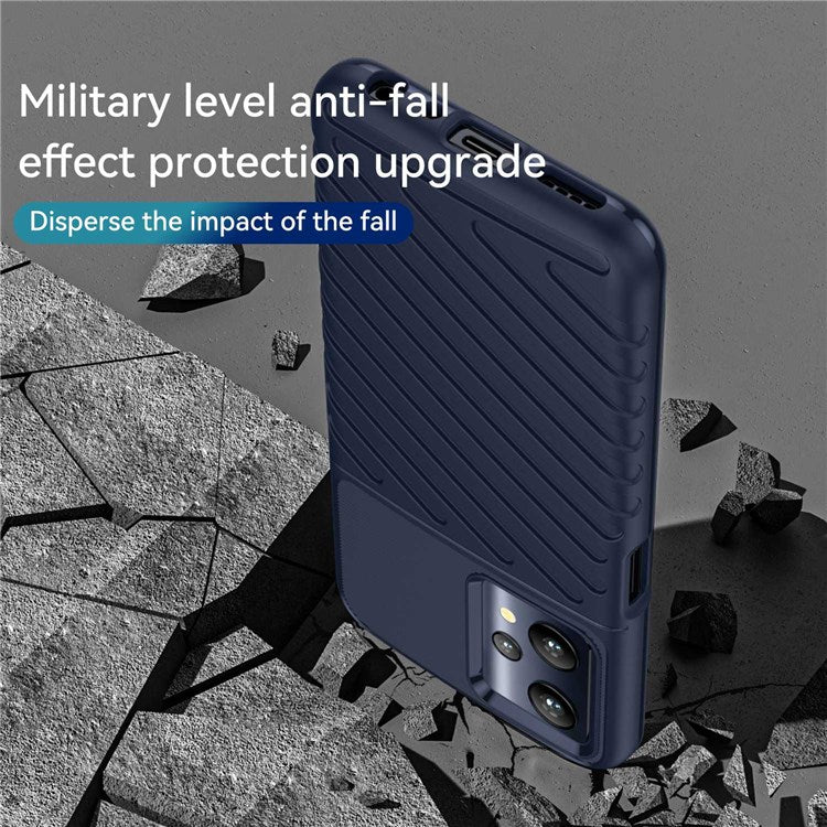 For Realme Q5 Thunder Series Twill Texture Anti-drop Phone Case Thickened TPU Protection Cover - Blue
