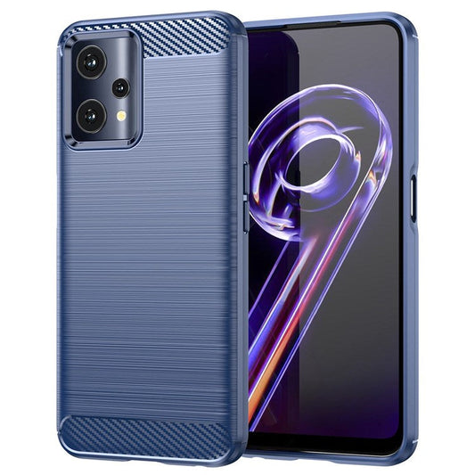 For Realme Q5 Carbon Fiber Texture Brushed Phone Case Flexible TPU Cellphone Shell - Blue