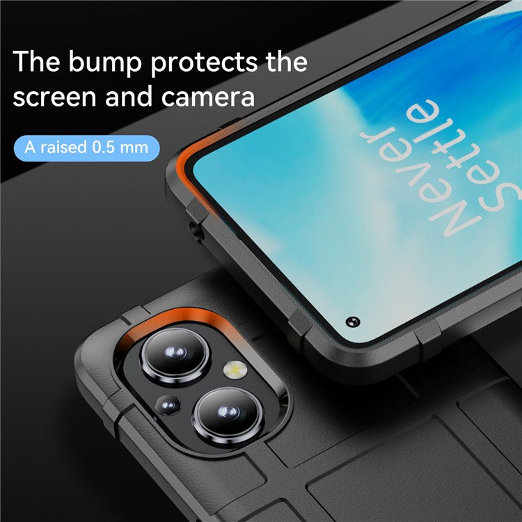 Thickened TPU Case for Oppo F21 Pro 5G, Rugged Square Grid Well-protected Cell Phone Cover - Black