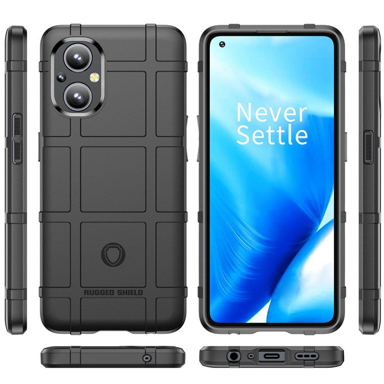 Thickened TPU Case for Oppo F21 Pro 5G, Rugged Square Grid Well-protected Cell Phone Cover - Black