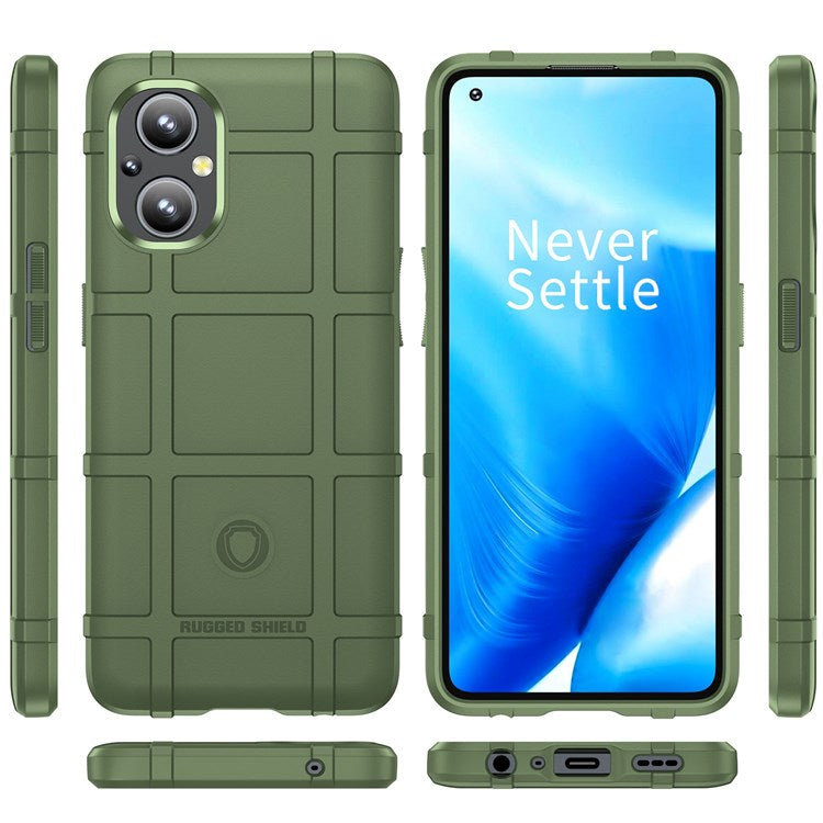 Thickened TPU Case for Oppo F21 Pro 5G, Rugged Square Grid Well-protected Cell Phone Cover - Green