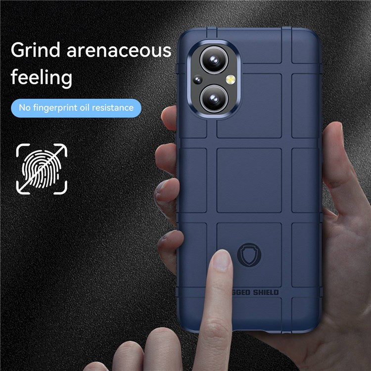 Thickened TPU Case for Oppo F21 Pro 5G, Rugged Square Grid Well-protected Cell Phone Cover - Blue