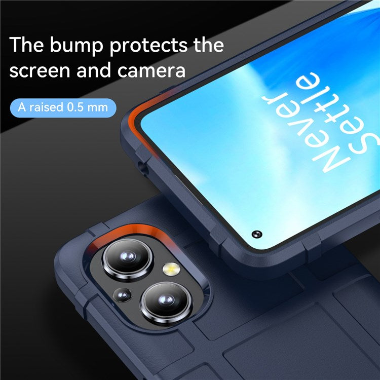 Thickened TPU Case for Oppo F21 Pro 5G, Rugged Square Grid Well-protected Cell Phone Cover - Blue