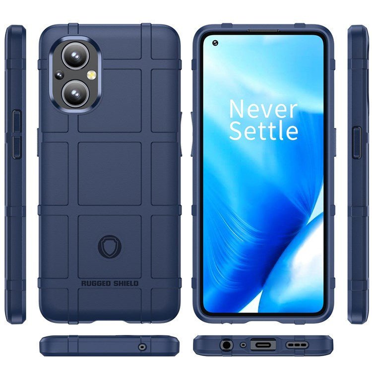 Thickened TPU Case for Oppo F21 Pro 5G, Rugged Square Grid Well-protected Cell Phone Cover - Blue