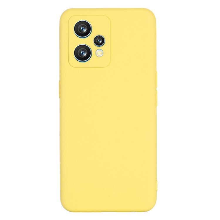 For Realme 9 Pro+ 5G Skin Touch Liquid Silicone Case Microfiber Lining Camera Protection Shockproof Phone Cover with Strap - Yellow