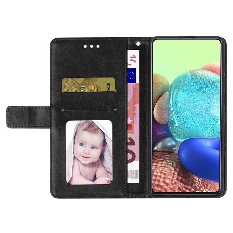 HT01 For Realme C35 Mobile Phone Case PU Leather Y-Shaped Lines Imprinting Wallet Stand Phone Cover - Black