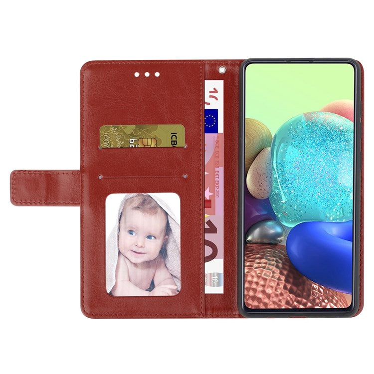 HT01 For Realme C35 Mobile Phone Case PU Leather Y-Shaped Lines Imprinting Wallet Stand Phone Cover - Brown