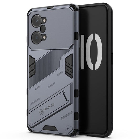PC + TPU Case for Oppo K10 Pro 5G Anti-fall Kickstand Protective Cover Dual Layer Mobile Phone Shell - Dark Blue