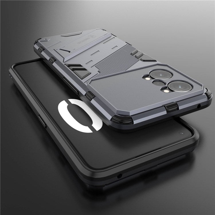 PC + TPU Case for Oppo K10 Pro 5G Anti-fall Kickstand Protective Cover Dual Layer Mobile Phone Shell - Dark Blue