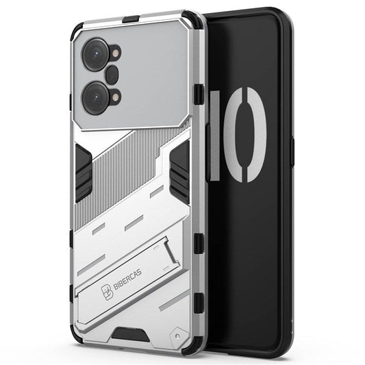 PC + TPU Case for Oppo K10 Pro 5G Anti-fall Kickstand Protective Cover Dual Layer Mobile Phone Shell - White