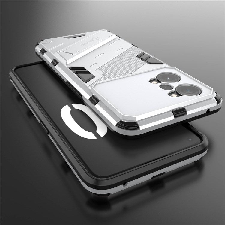 PC + TPU Case for Oppo K10 Pro 5G Anti-fall Kickstand Protective Cover Dual Layer Mobile Phone Shell - White