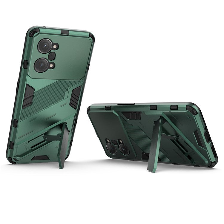 PC + TPU Case for Oppo K10 Pro 5G Anti-fall Kickstand Protective Cover Dual Layer Mobile Phone Shell - Green