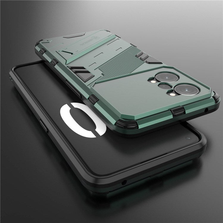 PC + TPU Case for Oppo K10 Pro 5G Anti-fall Kickstand Protective Cover Dual Layer Mobile Phone Shell - Green