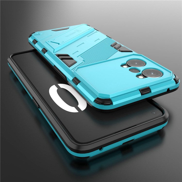 PC + TPU Case for Oppo K10 Pro 5G Anti-fall Kickstand Protective Cover Dual Layer Mobile Phone Shell - Baby Blue