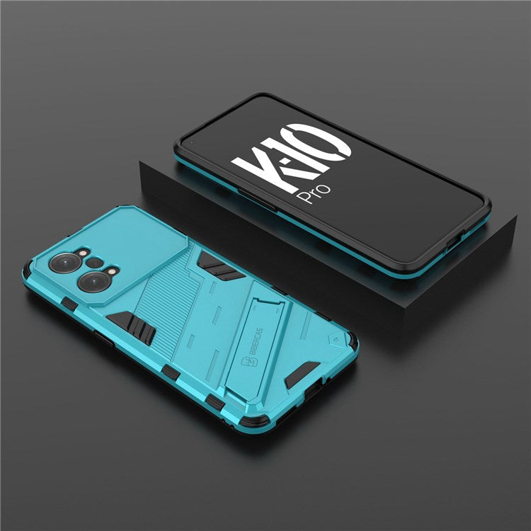PC + TPU Case for Oppo K10 Pro 5G Anti-fall Kickstand Protective Cover Dual Layer Mobile Phone Shell - Baby Blue
