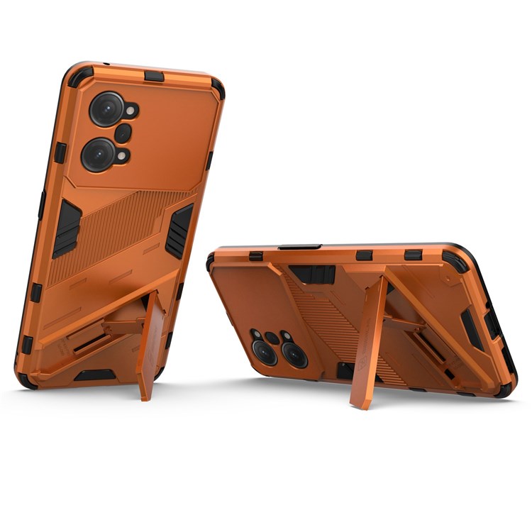 PC + TPU Case for Oppo K10 Pro 5G Anti-fall Kickstand Protective Cover Dual Layer Mobile Phone Shell - Orange