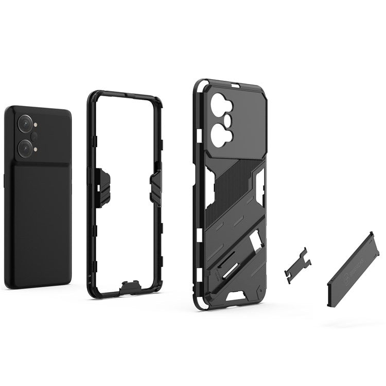 PC + TPU Case for Oppo K10 Pro 5G Anti-fall Kickstand Protective Cover Dual Layer Mobile Phone Shell - Orange