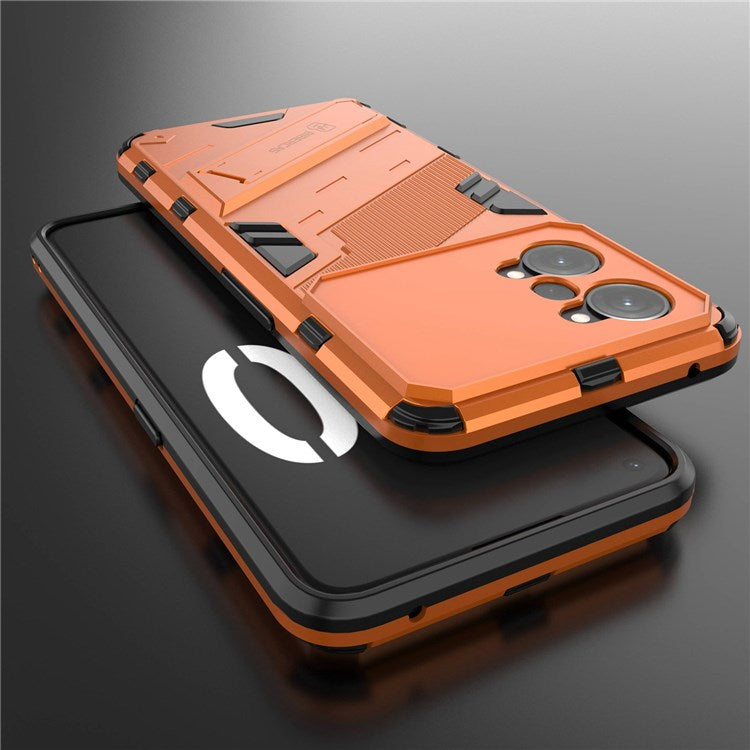 PC + TPU Case for Oppo K10 Pro 5G Anti-fall Kickstand Protective Cover Dual Layer Mobile Phone Shell - Orange