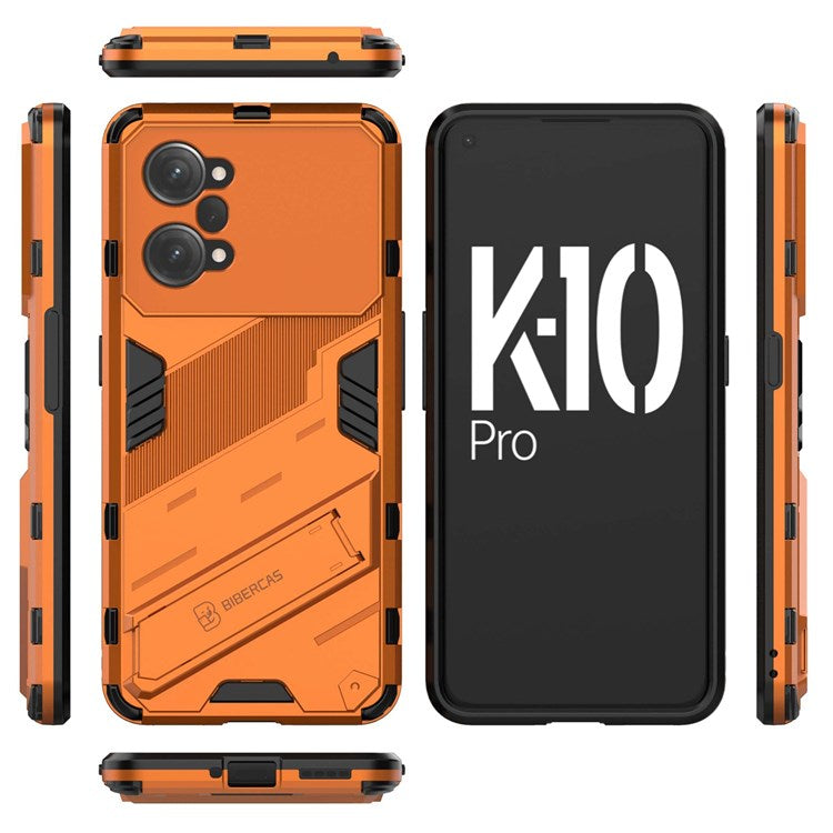 PC + TPU Case for Oppo K10 Pro 5G Anti-fall Kickstand Protective Cover Dual Layer Mobile Phone Shell - Orange