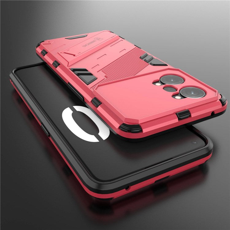 PC + TPU Case for Oppo K10 Pro 5G Anti-fall Kickstand Protective Cover Dual Layer Mobile Phone Shell - Rose