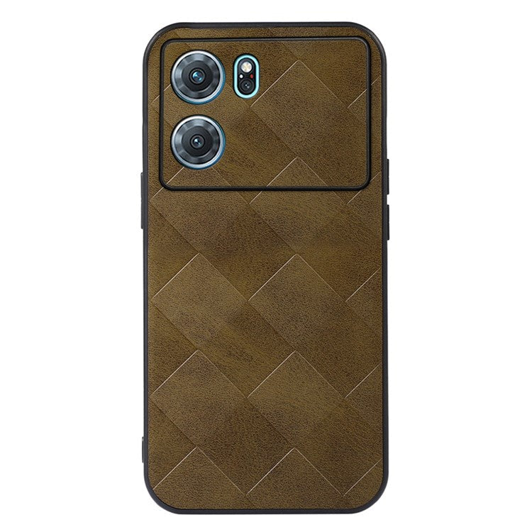 Precise Cutout Phone Case for Oppo K10 5G (China), Wear-resistant Grid Texture PU Leather Coated Hybrid Phone Cover Shell - Green