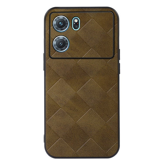 Precise Cutout Phone Case for Oppo K10 5G (China), Wear-resistant Grid Texture PU Leather Coated Hybrid Phone Cover Shell - Green
