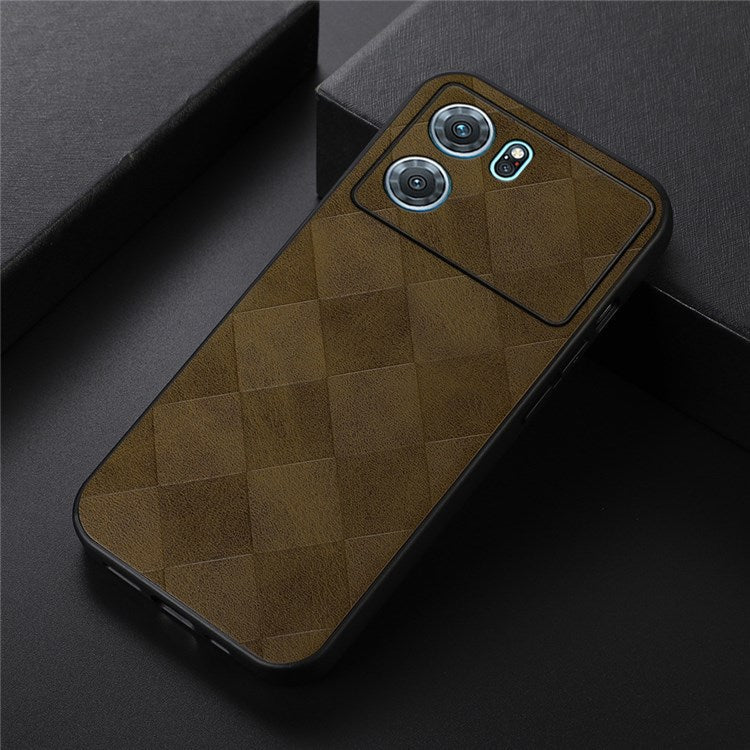 Precise Cutout Phone Case for Oppo K10 5G (China), Wear-resistant Grid Texture PU Leather Coated Hybrid Phone Cover Shell - Green