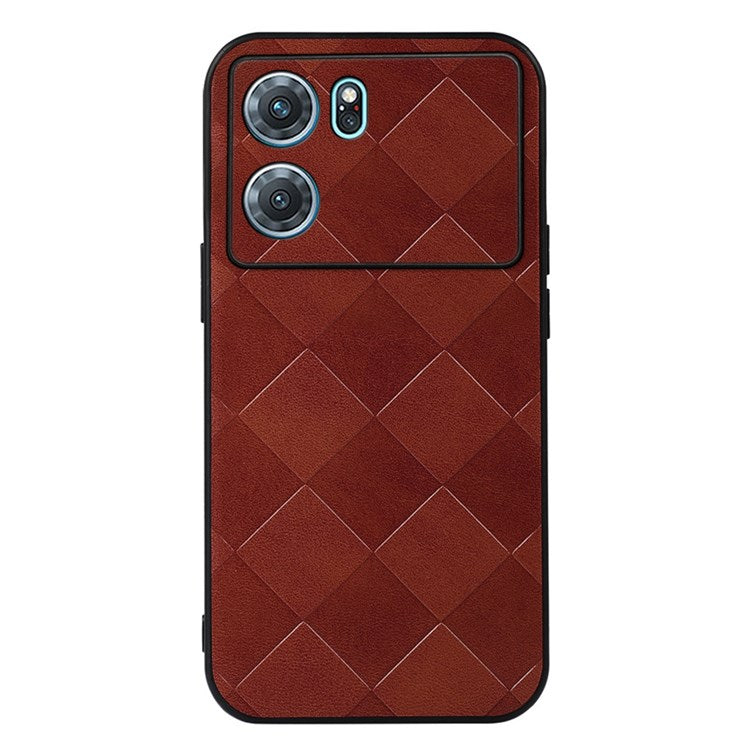 Precise Cutout Phone Case for Oppo K10 5G (China), Wear-resistant Grid Texture PU Leather Coated Hybrid Phone Cover Shell - Red