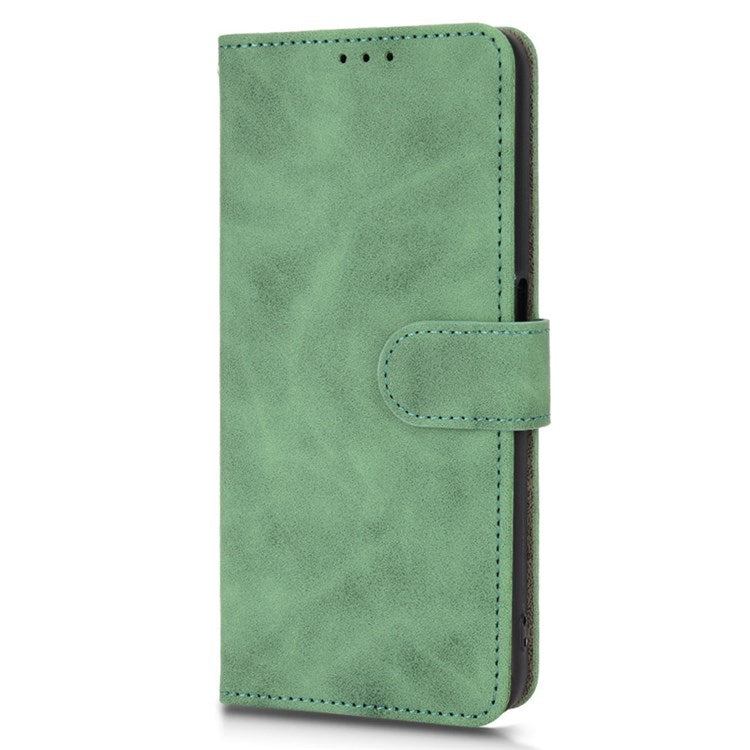 Skin-touch Feeling Phone Case for Oppo A57 (2022) 5G / A77 5G / OnePlus Nord N300 5G, PU Leather + TPU Full Protection Cover with Stand Wallet - Green