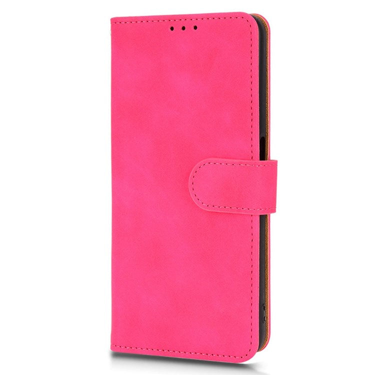 Skin-touch Feeling Phone Case for Oppo A57 (2022) 5G / A77 5G / OnePlus Nord N300 5G, PU Leather + TPU Full Protection Cover with Stand Wallet - Rose