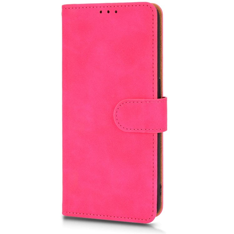 PU Leather Wallet Holster for Oppo Reno7 4G, Magnetic Buckle Skin-Friendly Shockproof Stand Flip Cover - Rose