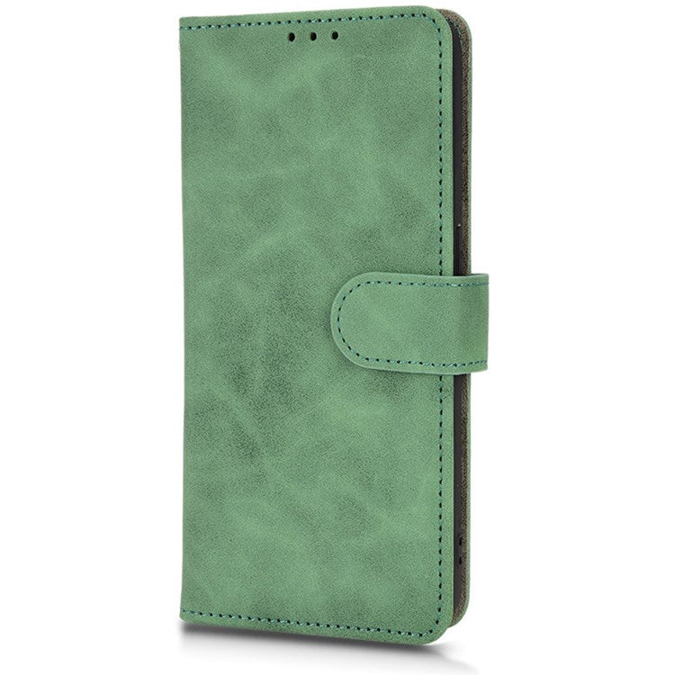 PU Leather Wallet Holster for Oppo Reno7 4G, Magnetic Buckle Skin-Friendly Shockproof Stand Flip Cover - Green