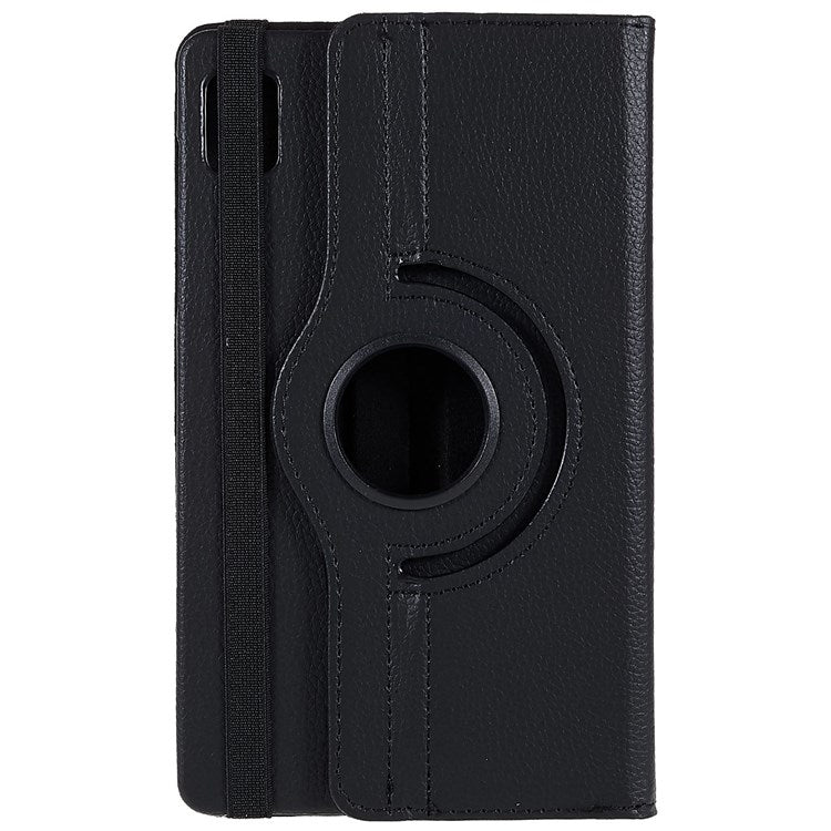 For Realme Pad Mini Wear-resistant Solid Color Leather Tablet Case 360-degree Rotating Protective Cover with Stand Support Horizontal/Vertical View - Black