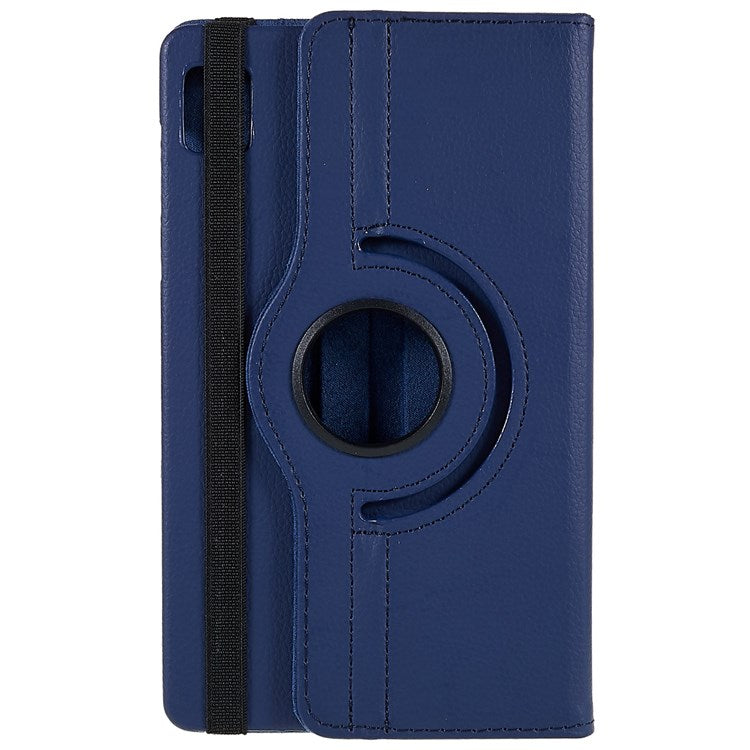 For Realme Pad Mini Wear-resistant Solid Color Leather Tablet Case 360-degree Rotating Protective Cover with Stand Support Horizontal/Vertical View - Dark Blue