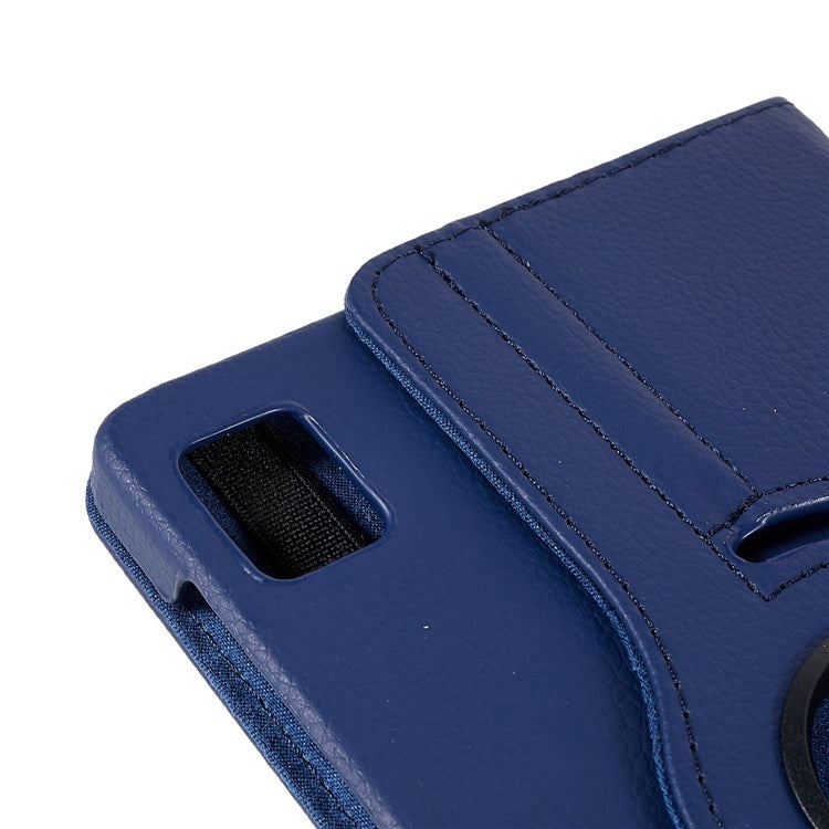 For Realme Pad Mini Wear-resistant Solid Color Leather Tablet Case 360-degree Rotating Protective Cover with Stand Support Horizontal/Vertical View - Dark Blue