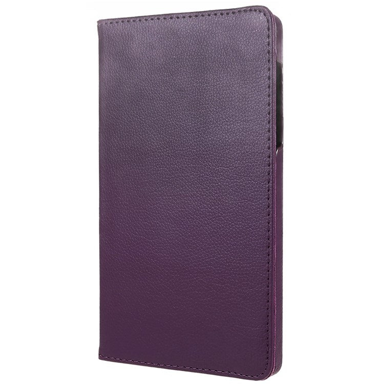For Realme Pad Mini Wear-resistant Solid Color Leather Tablet Case 360-degree Rotating Protective Cover with Stand Support Horizontal/Vertical View - Purple
