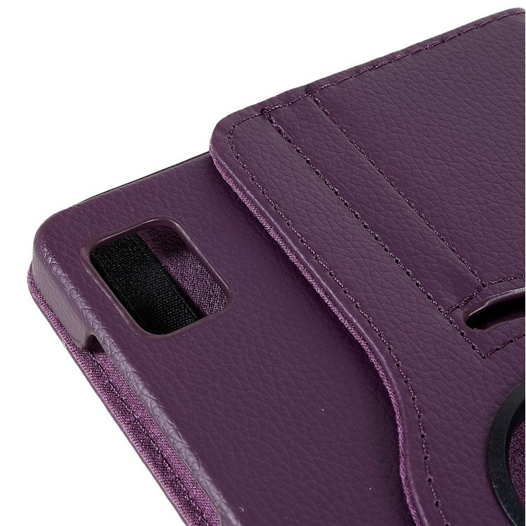 For Realme Pad Mini Wear-resistant Solid Color Leather Tablet Case 360-degree Rotating Protective Cover with Stand Support Horizontal/Vertical View - Purple