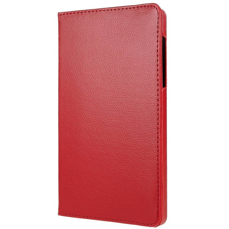 For Realme Pad Mini Wear-resistant Solid Color Leather Tablet Case 360-degree Rotating Protective Cover with Stand Support Horizontal/Vertical View - Red