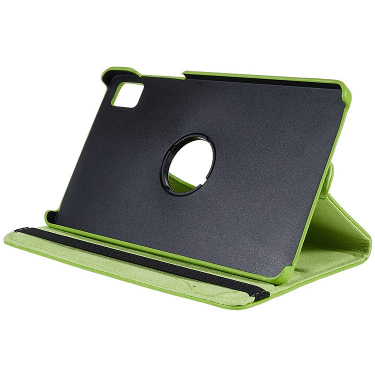 For Realme Pad Mini Wear-resistant Solid Color Leather Tablet Case 360-degree Rotating Protective Cover with Stand Support Horizontal/Vertical View - Green