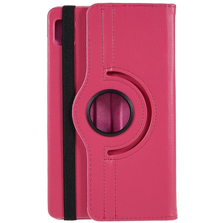 For Realme Pad Mini Wear-resistant Solid Color Leather Tablet Case 360-degree Rotating Protective Cover with Stand Support Horizontal/Vertical View - Rose