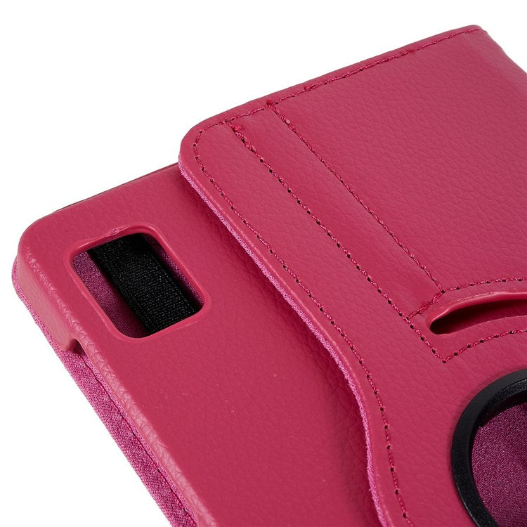 For Realme Pad Mini Wear-resistant Solid Color Leather Tablet Case 360-degree Rotating Protective Cover with Stand Support Horizontal/Vertical View - Rose