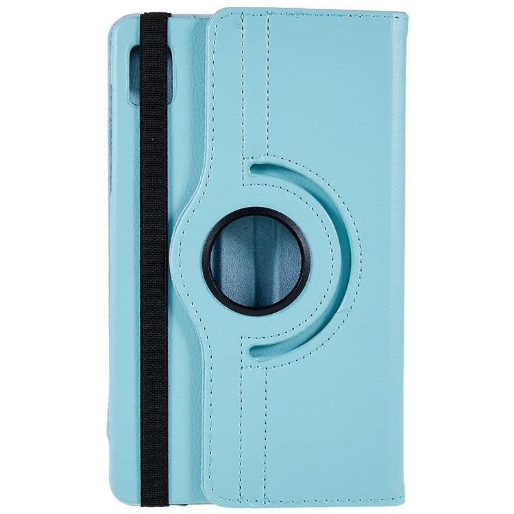For Realme Pad Mini Wear-resistant Solid Color Leather Tablet Case 360-degree Rotating Protective Cover with Stand Support Horizontal/Vertical View - Baby Blue
