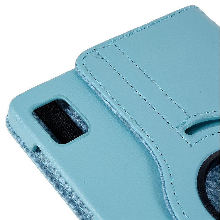 For Realme Pad Mini Wear-resistant Solid Color Leather Tablet Case 360-degree Rotating Protective Cover with Stand Support Horizontal/Vertical View - Baby Blue