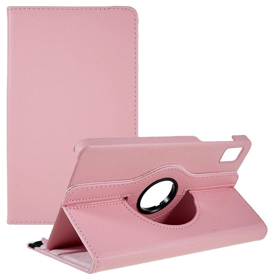 For Oppo Pad Mini Wear-resistant Solid Color Leather Tablet Case 360-degree Rotating Protective Cover with Stand Support Horizontal/Vertical View - Pink
